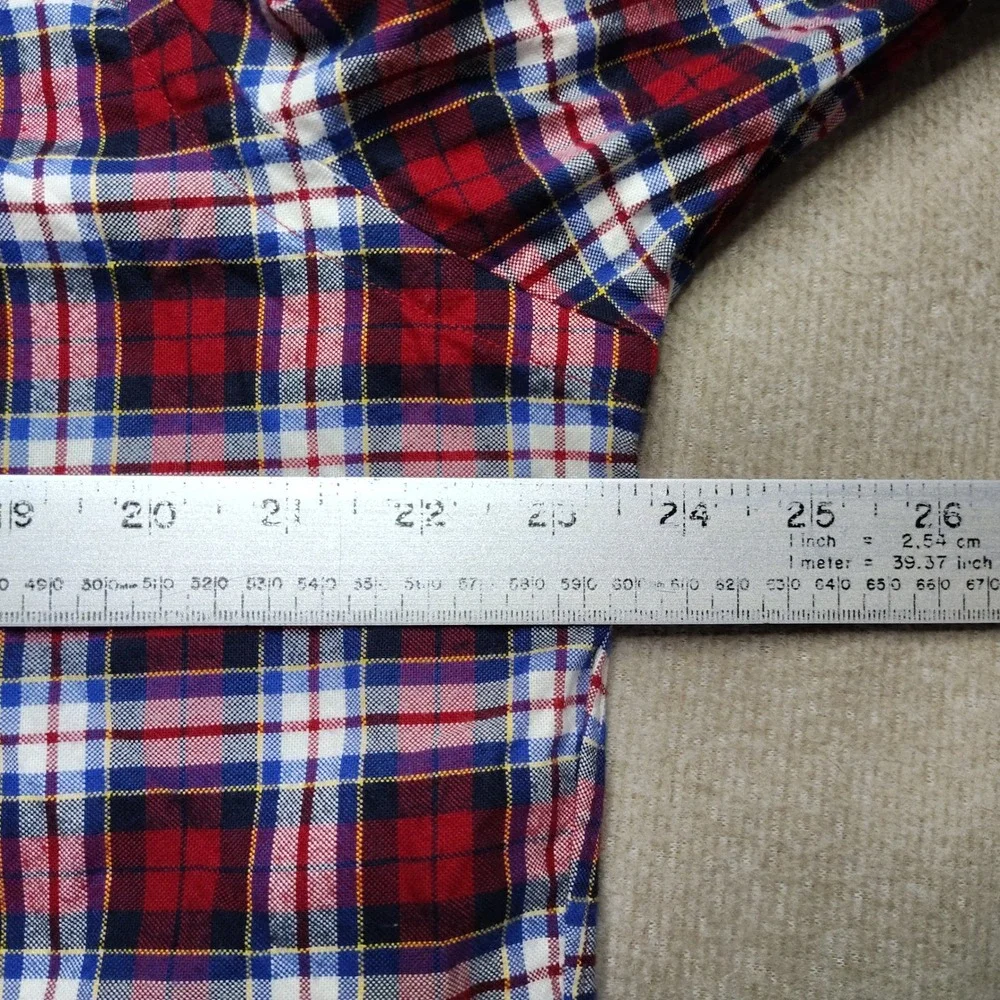 Ralph Lauren Button Down Shirt Mens Large Red Plaid Excellent Cotton Long Sleeve